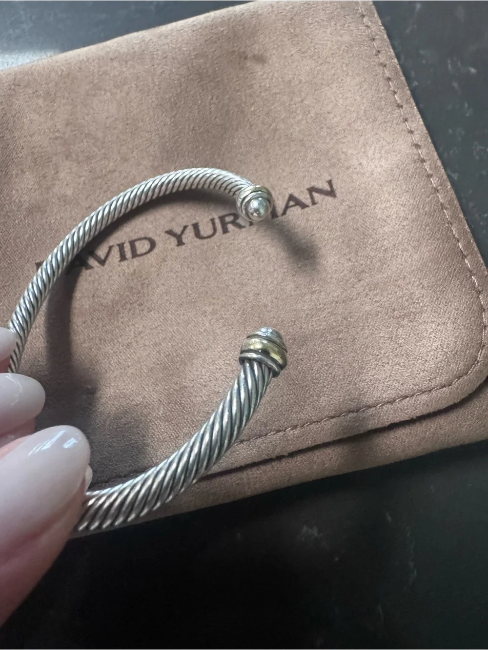 David yurman Two-Tone Silver and Gold Cable Cuff Bracelet